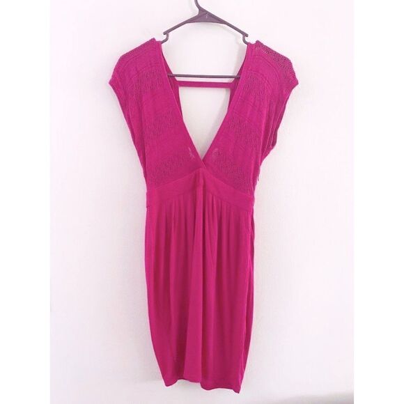 Topin Dresses & Skirts - Topin Fuchsia Pink Plunge Neck Cocktail Dress S